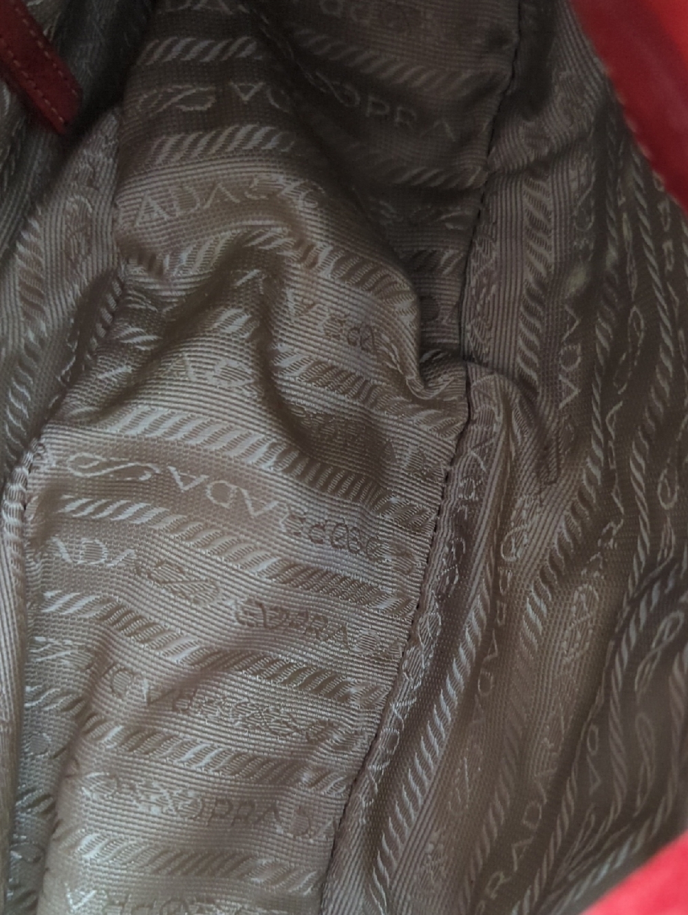 Prada Moon Red Suede Shoulder Bag with Silver-Tone Rings Like 🆕 - Picture 10 of 12